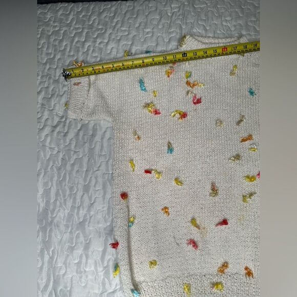 Vintage 80s Speckled Confetti Textured Knit Sweater Short Sleeve Mock Neck S/M - Picture 7 of 10